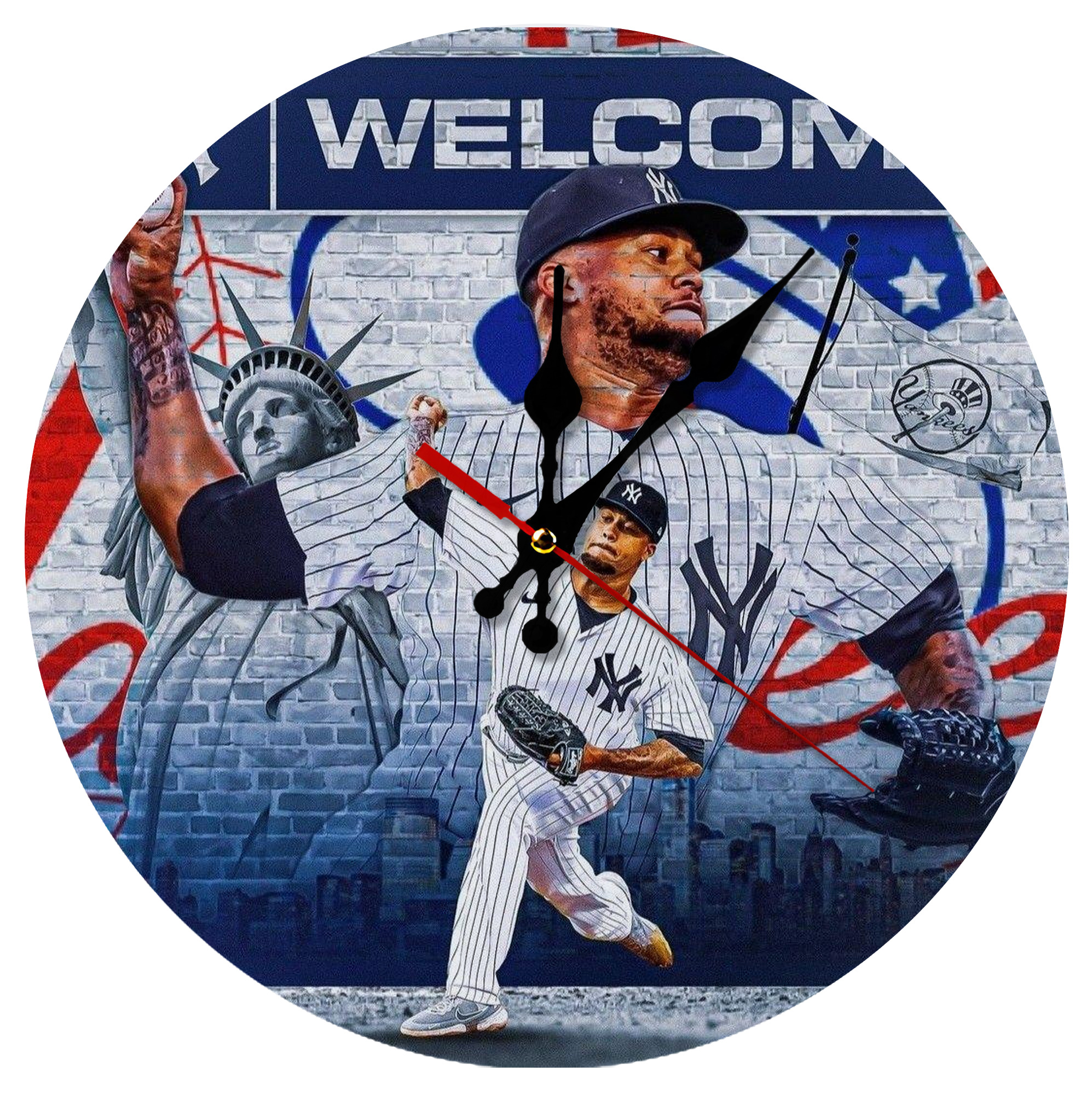 Giancarlo Stanton 43 Silent Round Wall Clock – Modern & Stylish DIY Design, Durable Wood Construction, Easy To Install – Perfect For Office, Bedroom, Living Room, And More